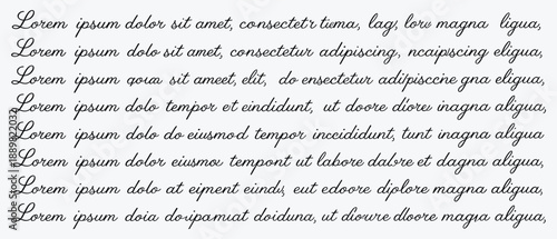 Sample text in a flowing cursive script font on a white background lorem ipsum