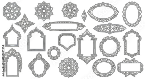 Ornate Islamic Frames and Borders Collection - Decorative Arabesque Design Elements