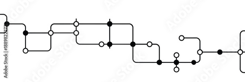 A complex network of interconnected nodes and lines resembling a pathway