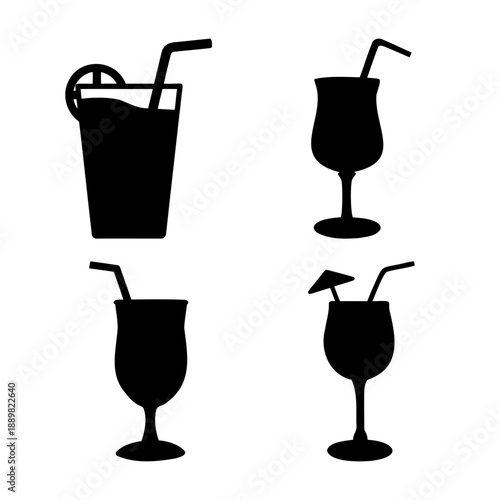 A collection of refreshing summer cocktail and tropical drink silhouettes for your design needs.