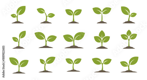 Green Sprout Icons Collection: Growth, New Life, Seedling & Plant Icons