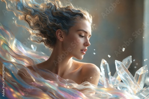 Wallpaper Mural Woman portrait with crystal elements, beauty and fantasy concept Torontodigital.ca