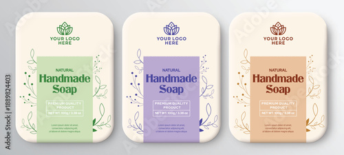 Handmade Soap Label Design, Natural Skincare Packaging Template, Editable soap label design vector file, high quality print ready dle line product label