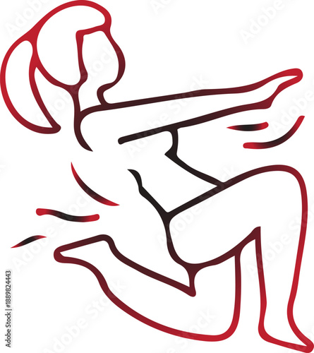 Dynamic silhouette of a woman in a squatting position, suggesting fitness, agility, and athletic movement, with flowing lines conveying speed and energy. Ideal for health and wellness branding