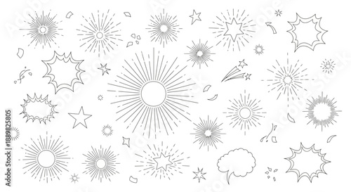 Explosion Burst Elements, Stars, and Speech Bubbles Set