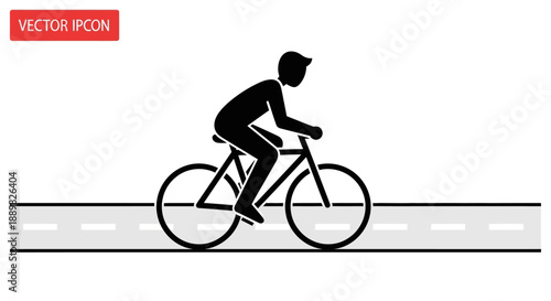 Silhouette of a cyclist riding on the road offering a simple and accessible visual element