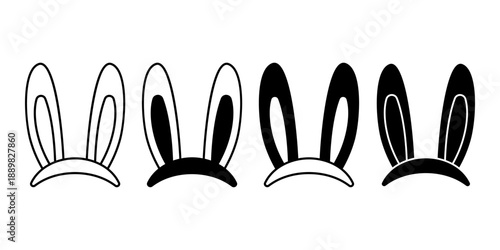 Black and White Cartoon Bunny Ears Headbands for Easter Celebration