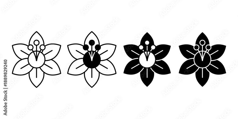 Fototapeta premium Black and White Easter Lily Flower Illustrations with Elegant Petals