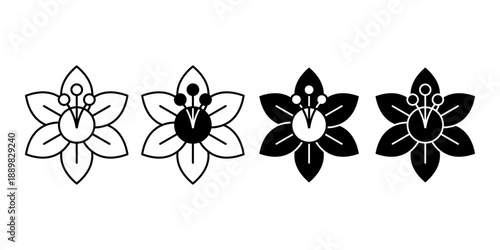 Black and White Easter Lily Flower Illustrations with Elegant Petals