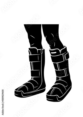 Compression Recovery Boots Silhouette, Athlete Leg Massage and Wellness Tech, Muscle Recovery and Bio-hacking Health Concept Vector