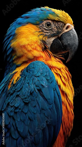 Wallpaper Mural Colorful Parrot Full Body Vibrant Feathers Black Background Exotic Bird Torontodigital.ca