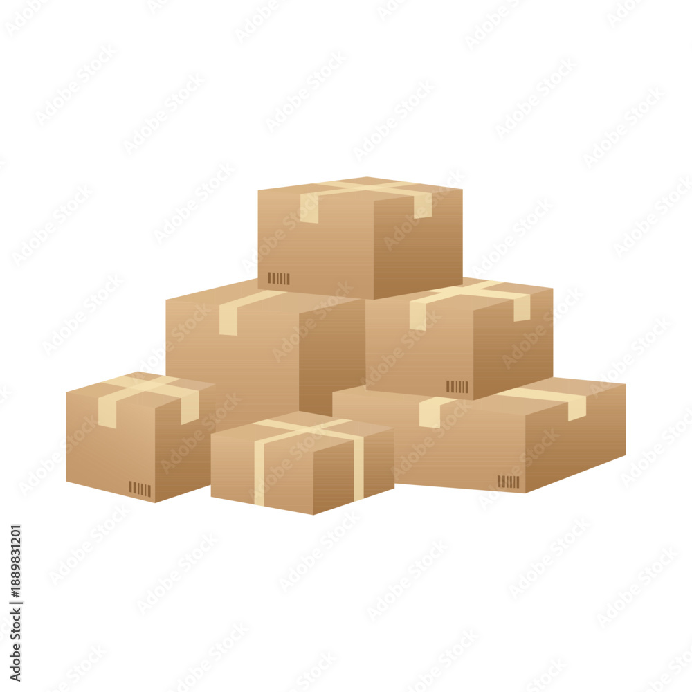 Fototapeta premium Stacked Cardboard Boxes for Delivery and Storage. Vector illustration.