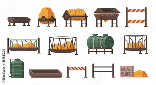 Collection of assorted outdoor benches, barriers and street furniture in urban spaces.