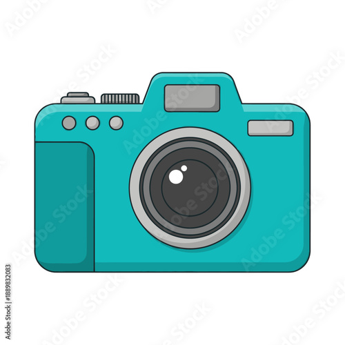 Modern Teal Camera Icon - Digital Photography Equipment
