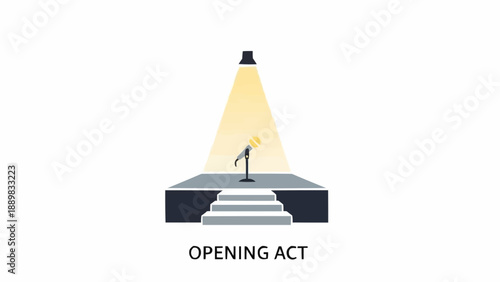 Microphone on Stage with Spotlight.