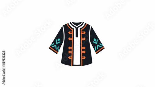 Traditional Embroidered Folk Style Jacket Illustration.