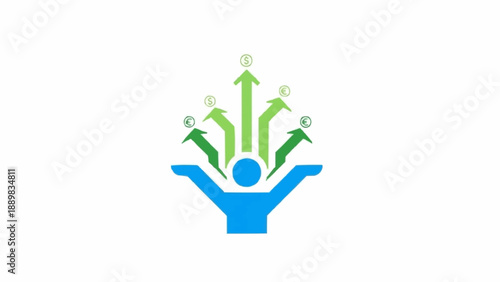 Фотография Blue human figure with green arrows.