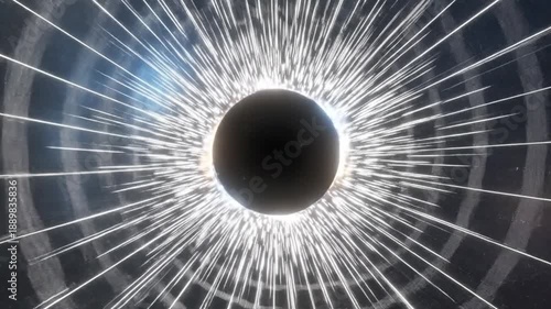Abstract visualization of a black hole distorting spacetime, creating a cosmic tunnel.
