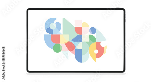 Modern tablet displaying vibrant abstract geometric shapes