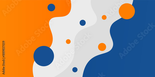 Blue and orange geometric business banner design. Creative banner design with wave shapes and lines for template. Simple design on white horizontal banner.