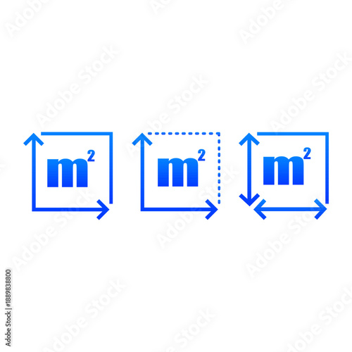 Area Measurement Icons in Square Meters m2. Vector illustration.