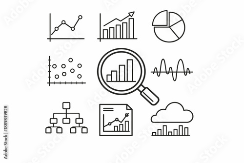 Wallpaper Mural Simple black and white data visualization icons for various chart types Torontodigital.ca