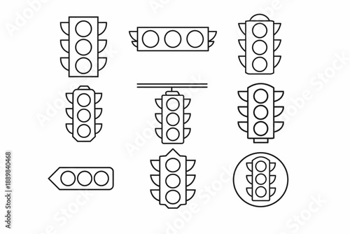 Various traffic light outlines in different shapes and arrangements