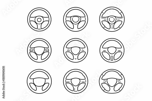 Set of nine steering wheel designs