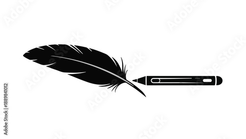 A delicate feather pen merges with a modern stylus, symbolizing the evolution of writing and creativity.