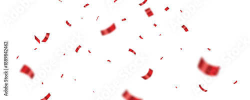Vector Illustration of Falling Red Confetti and ribbons. birthday, holiday and party design element