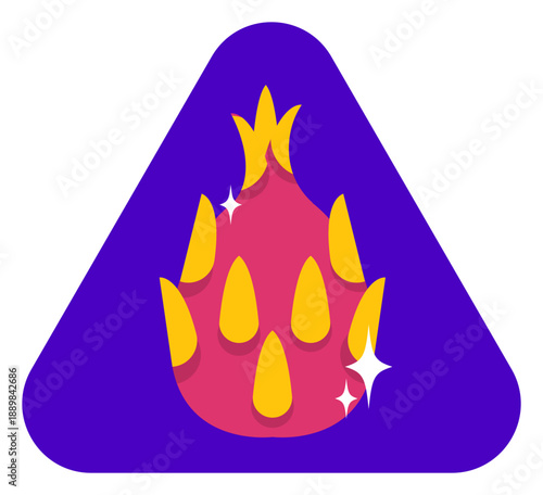 Dragonfruit Badge Sticker Illustration