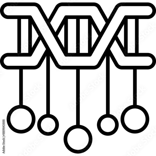 DNA sequence schematic with nodes and connectors