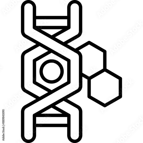 DNA helix with molecular shapes