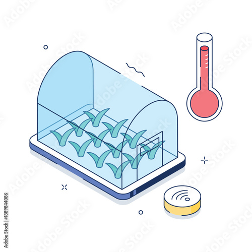 An amazing isometric illustration of smart greenhouse farming environment