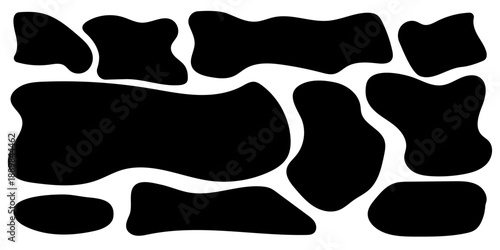 Abstract wavy organic rectangle black blob shapes collection