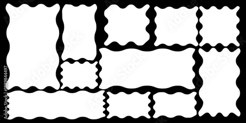 Abstract wavy frame shapes organic rectangle collection in bold black