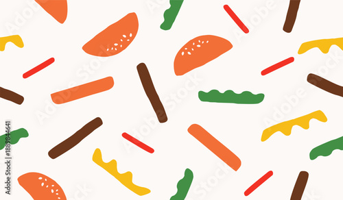 Cute burger pattern background vector design