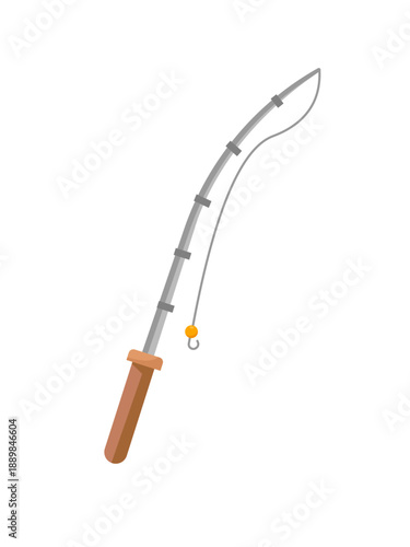 Fishing Rod and Line Illustration Representing Recreational Angling and Outdoor Sports