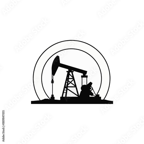 Oil pumpjack flat icon. Crude oil rig symbol. Petrochemical industry power plant exploration vector illustration for design element, app, web