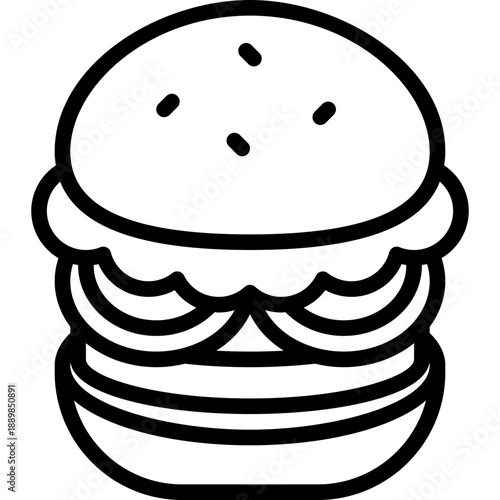 hand drawn vector illustration of a hamburger outline icon