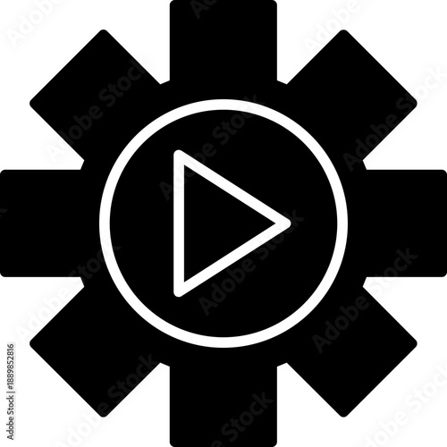 Gear with play symbol