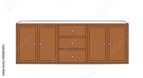 Modern wooden sideboard with drawers and cabinets