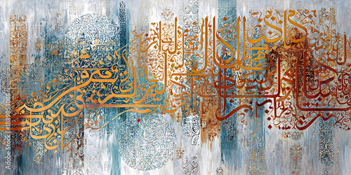  Sacred Geometry: Arabic Calligraphy Mosaic, ai generated.