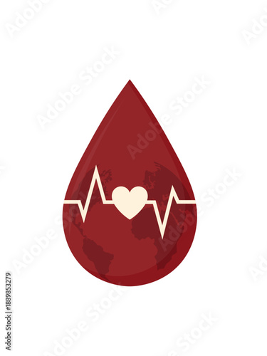 Cartoon Blood Drop Mascot Character with Glasses and Stethoscope in a Pensive Pose