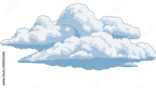 A serene cloud formation floats gently across a clear sky, viewed from a distance, showcasing a soft, fluffy texture and a serene atmosphere.