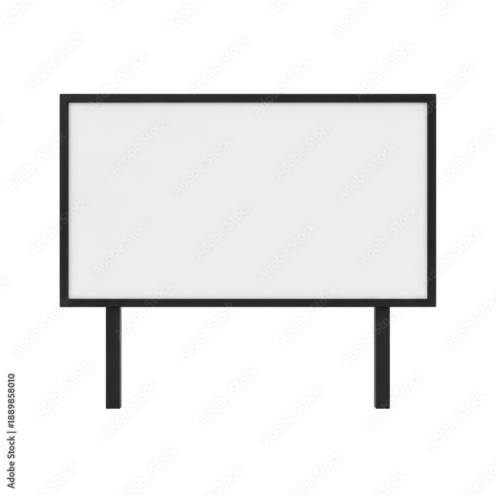 Obraz premium Empty rectangular advertising billboard with black frame, isolated on transparent background.
