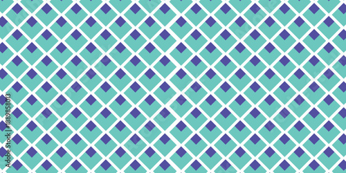 Seamless geometric pattern featuring interlocking teal and purple diamond shapes with a clean, modern aesthetic.