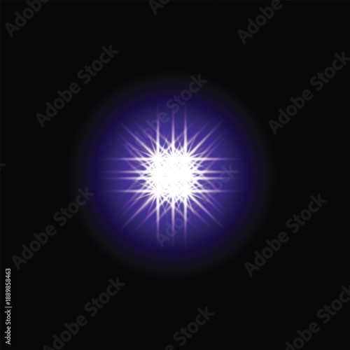 Radiant purple starburst effect illuminating the vast darkness with vibrant energy