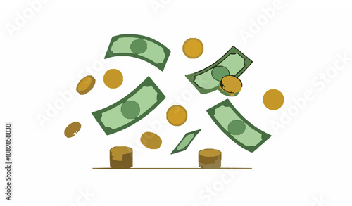 Minimal finance money and gold coin vector illustration for investment and financial market concepts