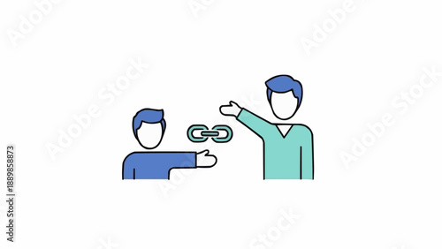 Two People Exchanging Keys Illustration.